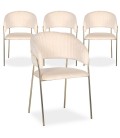 Lot de 4 chaises velours beige Gerbera - 