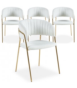 Lot de 4 chaises tissu bouclette crème Gerbira