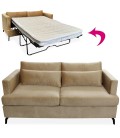 Canapé convertible express 2 places velours taupe clair Gabriela - 