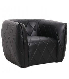 Fauteuil moderne revêtement matelassé simili noir Glasgow