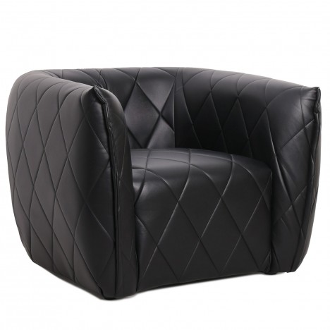 Fauteuil moderne revêtement matelassé simili noir Glasgow - 