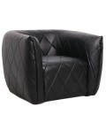 Fauteuil moderne revêtement matelassé simili noir Glasgow - 