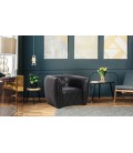 Fauteuil moderne revêtement matelassé simili noir Glasgow - 