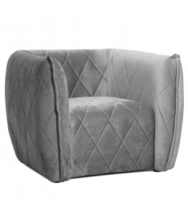 Fauteuil moderne revêtement matelassé velours gris Glasgow