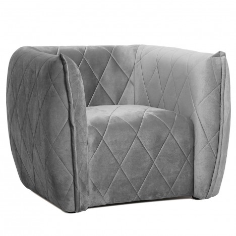 Fauteuil moderne revêtement matelassé velours gris Glasgow - 