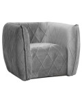 Fauteuil moderne revêtement matelassé velours gris Glasgow - 