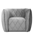 Fauteuil moderne revêtement matelassé velours gris Glasgow - 