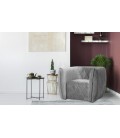 Fauteuil moderne revêtement matelassé velours gris Glasgow - 