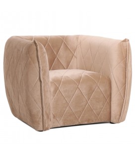 Fauteuil moderne revêtement matelassé velours taupe clair Glasgow