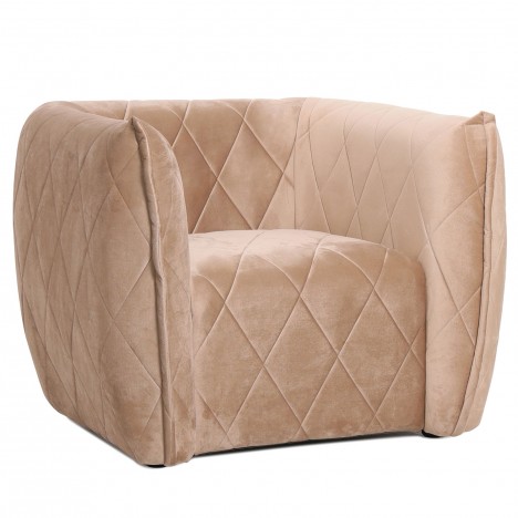 Fauteuil moderne revêtement matelassé velours taupe clair Glasgow - 