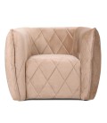 Fauteuil moderne revêtement matelassé velours taupe clair Glasgow - 