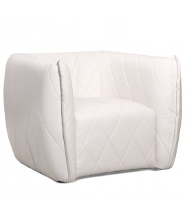 Fauteuil moderne revêtement matelassé simili blanc Glasgow