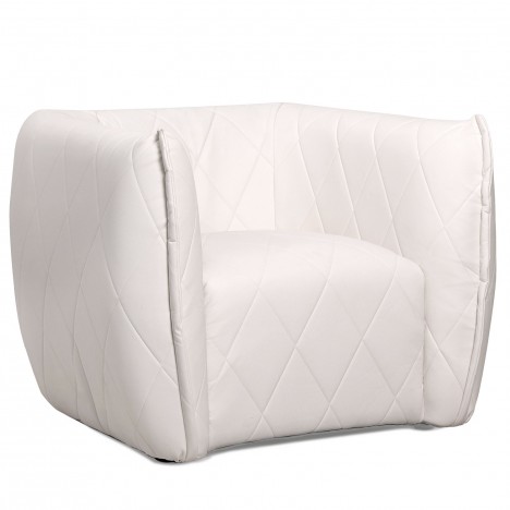 Fauteuil moderne revêtement matelassé simili blanc Glasgow - 