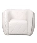 Fauteuil moderne revêtement matelassé simili blanc Glasgow - 