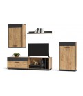 Ensemble meubles tv l140cm avec rangements bois clair et gris Gothenburg - 