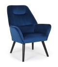 Fauteuil scandinave dossier haut velours bleu Guayaquil - 