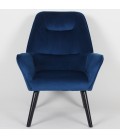 Fauteuil scandinave dossier haut velours bleu Guayaquil - 