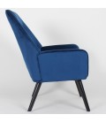 Fauteuil scandinave dossier haut velours bleu Guayaquil - 