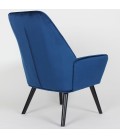 Fauteuil scandinave dossier haut velours bleu Guayaquil - 