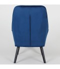 Fauteuil scandinave dossier haut velours bleu Guayaquil - 