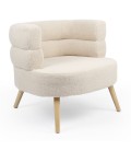 Fauteuil design scandinave arrondi tissu bouclette beige Gudrun - 