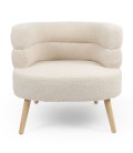 Fauteuil design scandinave arrondi tissu bouclette beige Gudrun - 