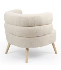 Fauteuil design scandinave arrondi tissu bouclette beige Gudrun - 