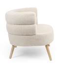 Fauteuil design scandinave arrondi tissu bouclette beige Gudrun - 