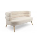 Canapé 2 places design scandinave arrondi tissu bouclette beige Gudrun - 