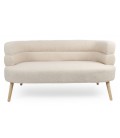 Canapé 2 places design scandinave arrondi tissu bouclette beige Gudrun - 