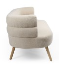 Canapé 2 places design scandinave arrondi tissu bouclette beige Gudrun - 