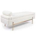 Banquette-coffre moderne l140cm tissu bouclette blanc Gunnar - 