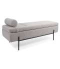 Banquette-coffre moderne l140cm tissu bouclette gris pieds noir Gunnar - 