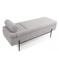 Banquette-coffre moderne l140cm tissu bouclette gris pieds noir Gunnar - 