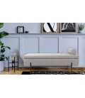 Banquette-coffre moderne l140cm tissu bouclette gris pieds noir Gunnar - 