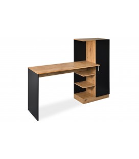 Bureau avec armoire de rangement combinée bois clair et noir Hakan