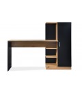 Bureau avec armoire de rangement combinée bois clair et noir Hakan - 