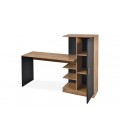 Bureau avec armoire de rangement combinée bois clair et noir Hakan - 