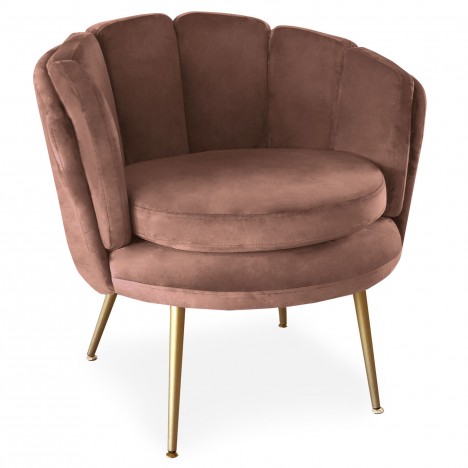 Fauteuil arrondi velours rose Havana - 