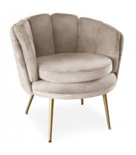 Fauteuil coquillage arrondi velours taupe Havana