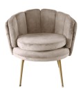 Fauteuil arrondi velours taupe Havana - 