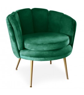 Fauteuil arrondi velours vert Havana