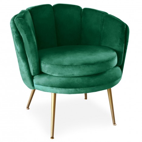 Fauteuil arrondi velours vert Havana - 