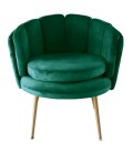 Fauteuil arrondi velours vert Havana - 