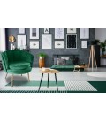 Fauteuil arrondi velours vert Havana - 