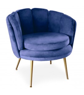 Fauteuil arrondi velours bleu Havana