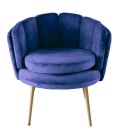 Fauteuil arrondi velours bleu Havana - 