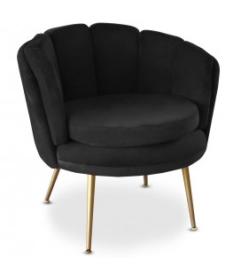 Fauteuil arrondi velours noir Havana