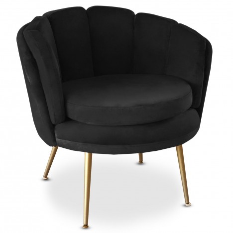 Fauteuil arrondi velours noir Havana - 