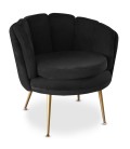 Fauteuil arrondi velours noir Havana - 